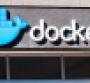 Docker logo on the side of a building