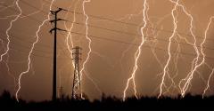 lightning striking around power lines