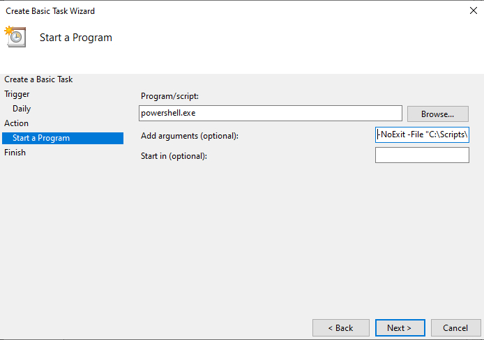 Windows Task Scheduler screenshot